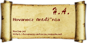 Hovanecz Antónia névjegykártya
